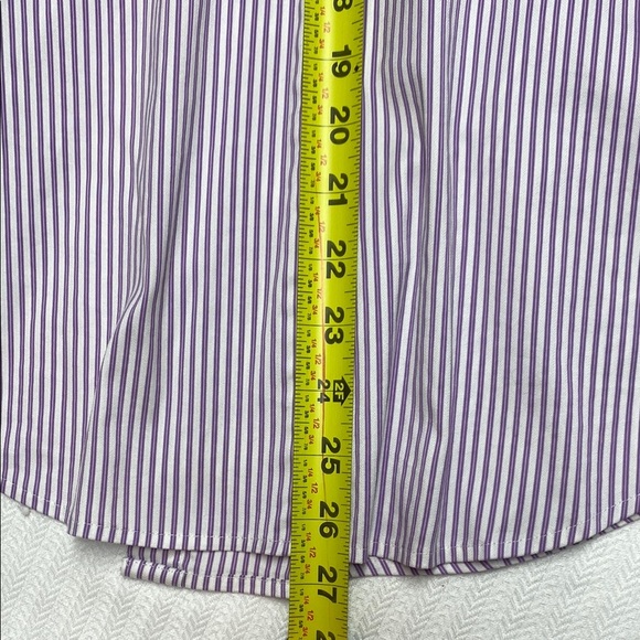 Ann Taylor Shirt Button Down Cuffed Sleeves Striped Tailored Purple Size 14 - Picture 7 of 14